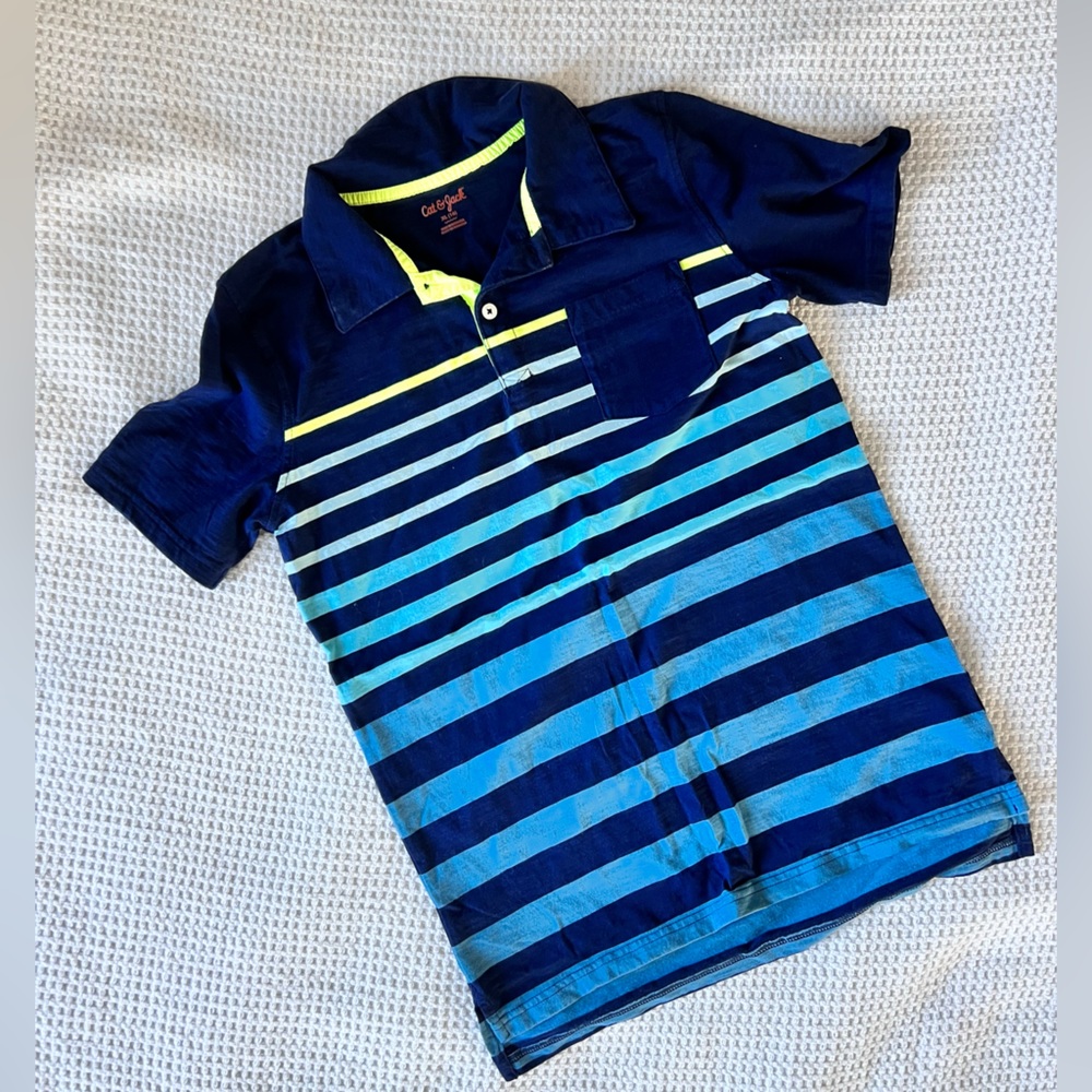 NWOT Boy’s Cat&Jack XL(16) horizontal stripe polo